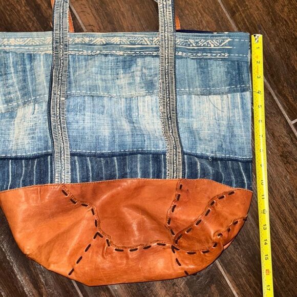 FREDD+BASHA leather/denim over sized  tote bag - Picture 4 of 10